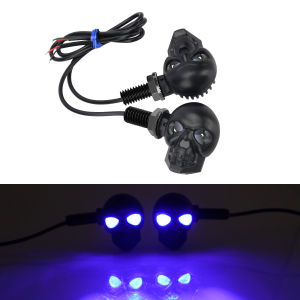 2pcs Mini Motorcycle Led Turn Signal Light Skull Shape DRL Indicators Front Rear Turn Signal Lamp Blinker for honda yamaha Honda