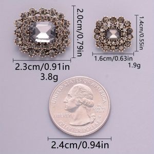 6pcs 16/23mm Rhinestone Decorative Hollow Out Metal Square Buttons For Women Shirts Sweater Coat Jacket Sewing Accessories