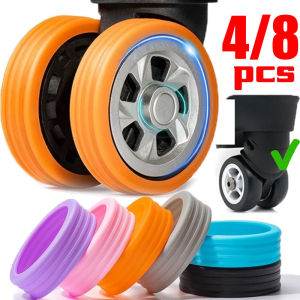 4/8PCS Silicone Suitcase Roller Protective Cover Noise Reduction Silent Travel Trolley Case Universal Roller Anti-Slip Protective Cover
