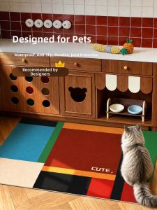 YUNHAOBUYI | Water Absorbent Slip-Resistant Pet Feeding Mat Large