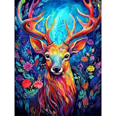 PhotoCustom-DIY Paint By Number on Canvas Painting Kits Colorful Animals Handpainted Gift Wall Art Home Decor Complete Kit