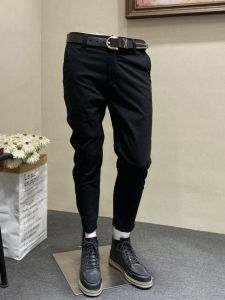 Trendy Casual Straight Leg Pants Mens Spring Autumn New Style Elastic Slim Fit Commute Quality Youth Fashion Cotton Trousers