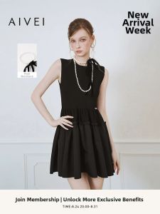 AIVEI | Summer Charming Teenage Knit Splice Black Sleeveless Dress