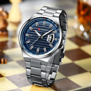 Mens business quartz watch calendar with large dial waterproof watch for men Sports Casual Male Stainless steel Wristwatch