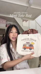 17KM 6pcs Cute Canvas Lunch Bag Mini Handbag Gift Bag Small Tote Bag With Button