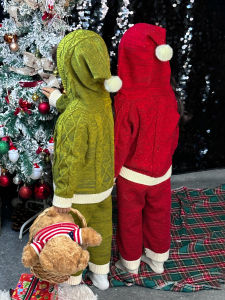 Fashionable Christmas Outfit Set for Boys And Girls Korean Style Knitted Clothes New Years Clothing for Little Girls