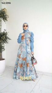 NMR Gamis MS Tangan Kerut Vol 2096-1 (Resleting Depan)