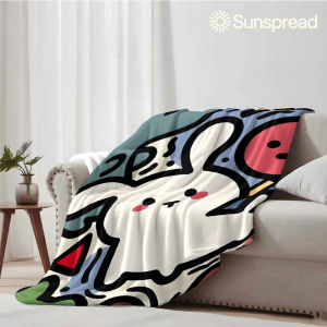 Beast Kingdom | Cute Cartoon Bunny Soft Warm Flannel Blanket Lightweight Cozy Christmas Halloween Home Decor Room