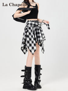 La Chapelle | Irregular Grid False Two-piece A-line Short Skirt
