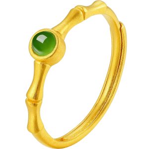 Jade and Gold Bamboo Joints Ring 5g