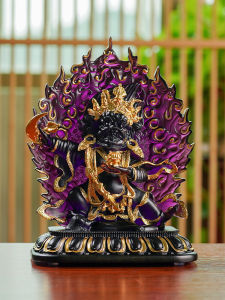 Glass Big Black Sky Fortune Statue Two Arms Mahakala Protection For Home Table Decorative Ornaments Home Worship Decoration