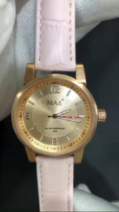 MAX Lady Classic Watches Rose Gold Steel Case Rose Gold Dial Womens Leather Strap Watch 38mm 5-MAX624