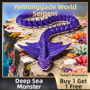 QAT | 3D Printed Movable Deep Sea Beast Ancient Dragon Jormungandr Leviathan Model Toy