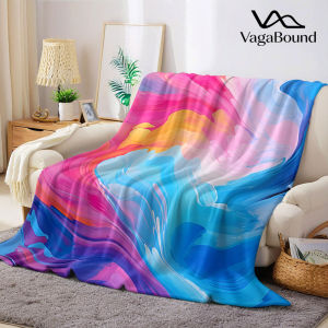 Rainbow Paint Swirl Flannel Blanket Warm Soft Halloween Christmas Decorative Couch Warm Cozy All-Season Gift