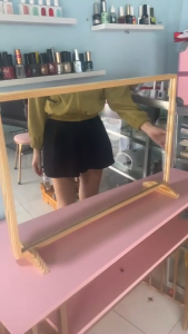 Gương treo tường treo nhà tắm khung viên gỗ tự nhiên kiểu dáng vuông góc sang trọng hiện đại và tiện dụng KT: 40x60cm - Vương Mộc