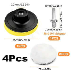 4Pcs Premium Fleece Polishing Kit 3-Inch Buffer Wheel with Bit Adapter and Stand - Durable Sanding Polishing Cleaning Tool Kit