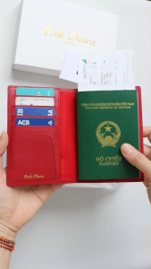 Bao Da Passport Hộ Chiếu PINK OHARA Da Bò Thật