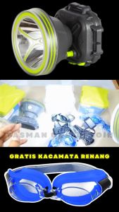 Senter Kusus Selam Anti Air 60 Watt Super Terang LED Import Tahan 16 Jam 3 Mode Cahaya Baterai Cas 4800mAh Senter Kepala LUBY L-1816L | Headlamp Diving | Senter Anti Air | Senter Kepala Anti Air