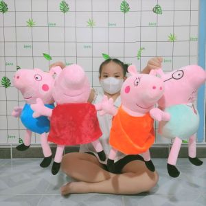 GẤU BÔNG TRỌN BỘ GIA ĐÌNH HEO HỒNG GẤU BÔNG HEO CHỊ PEPPA VÀ HEO EM GEORGE GÒN MỀM LÔNG MỊN AN TOÀN CHO BÉ