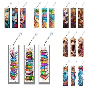 3 DIY Diamond Art Painting Bookmark Sets Cartoon-Themed Crystal Pendant Bookmarks Suitable for Books and Notes
