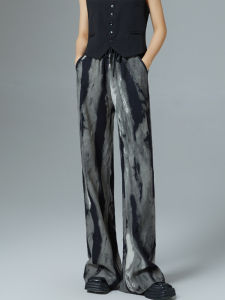 YANYUMENGMENG | กางเกงขายาวทรงหลวมเอวสูงสไตล์จีนสำหรับผู้หญิง กางเกงขายาวทรงตรงบางยาว ฤดูร้อน 2024 กางเกงขายาวทรงหลวมสไตล์ใหม่