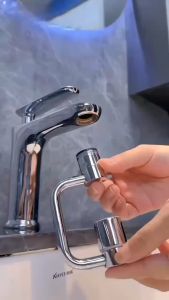 หัวต่อกันน้ำกระเด็น 1080 ° สากลหมุนก๊อกน้ำ หัวต่อก็อกน้ำ(ปรับได้น้ำ2ระดับ)ส่วนขยาย มุมกว้าง แขนหุ่นยนต์โรตารี่ วัสดุพลาสติก