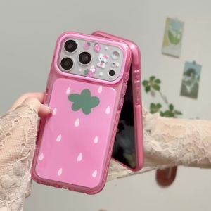 Sanrio | Korea INS Big Water Drop Strawberry Hello Kitty Case For iphone 17 16 15 Pro Max Camera Protective Shockproof Sanrio Phone Cover