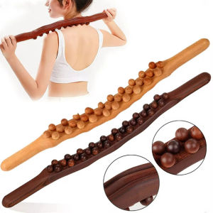 37 Beads Gua Sha Stick Body Massage Stick Handheld Abdomen Cellulite Massager For Backpain Relief Wood Therapy Massager