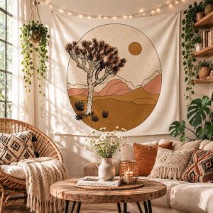 VIKAMA Boho Tiger Flowers Orange Wall Tapestry Nghệ Thuật Cổ Điển Mềm Mại Nhẹ Polyester Trang Trí Cho Phòng Khách Phòng Ngủ Ký Túc Xá