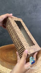 (50 PCS) Dus Brownies / Box Kraft Coklat LAMINASI JENDELA / Box Brownies 25x125x5 Jendela