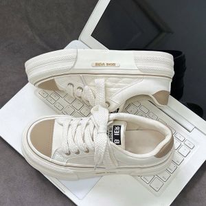Casual Canvas Shoes for Women with Thick Sole Versatile White Color Spring Autumn 2024 New Arrival Perfect for Skirt Coordination