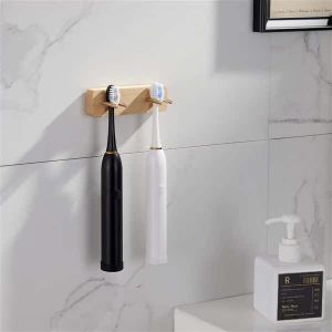 Bathroom Wall Mounted Wooden Toothbrush Holder Childrens No Drilling Creative Storage Organizer North European Style Pure Color