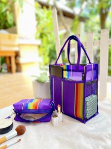 กระเป๋าสายรุ้งด้านข้างตาข่ายกระเป๋าสายรุ้งด้านข้างทึบกระเป๋าใส่ปิ่นโตกระเป๋าใส่กล่องอาหารกระเป๋าใส่กล่องข้าวกระเป๋าปิคนิคกระเป๋า