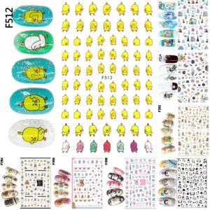 Sticker Dán Móng Tay Họa Tiết Hoạt Hình Gà Con Cute / Gấu Bear / Công Chúa / Chim Cánh Cụt / Hoa Văn Trung Hoa / Nails sticker Series F512