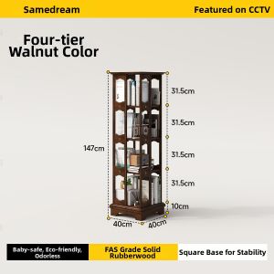 SAMEDREAM | 360 Rotatable Space-Saving Corner Bookshelf