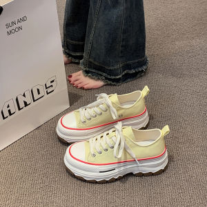 IELGY Thick-soled canvas shoes versatile inner heightening candy-colored casual shoes for women