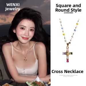 WENXI | Colorful Dopamine Cross Necklace 2026 New