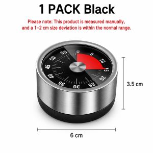 Magnetic Kitchen Timer Stainless Steel Mechanical Visual Timer Battery Free Egg Timer For Cooking Baking Time Management