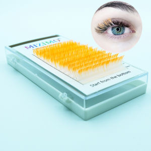 Color Gradient Double-sided White Orange Pink Fake Eyelashes 0.07 Single Flowering Natural Easy to Use Plastic Transparent Stem