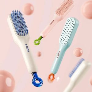 HEFEI Self Cleaning Self Cleaning Hair Comb ABS Smoothing Hairdressing Hair Comb  Anti-static Massage Hair Brush