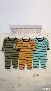 PROMO 3 PASANG STELAN TANGAN PANJANG GARIS BAJU ANAK LAKI-LAKI 0-12 BULAN