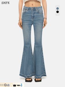 SMFK | Aged Elastane Waist-High Flared Denim Pants