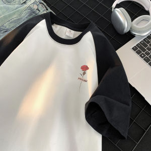 Mens Half Sleeve T-shirt Qu Xun Brand Pure Cotton Breathable Inner City Style Loose Fit Casual Youth Popular Summer Wear