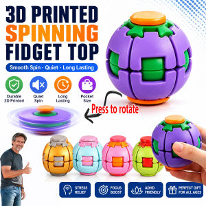 3D Printed Fidget Spinner Ball Press & Spin Stress Relief Toy Squeeze Deformable Fingertip Gyro Mini Portable Anxiety Relief Toy