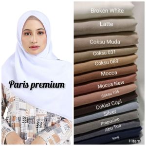 hijab segiempat paris premium/hijab segiempat jahit tepi SUPER TEGAK ANTI LETOY