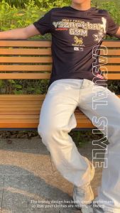 Mens fitness short sleeve  Printed Personalized Fashion Hip-Hop print sport shirt