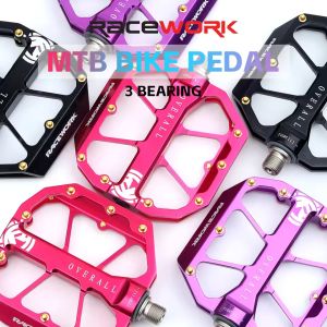 Racework Bicycle Pedals 3 Bearing Aluminum Alloy CNC Non-Slip Flat Feet Extreme Sports Pedals