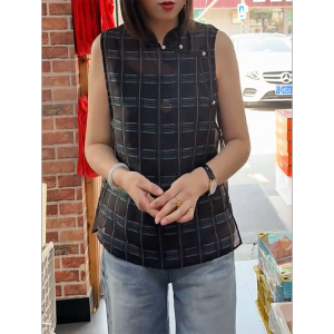 QINGNAER | Summer Loose Drape Checkered Sleeveless Vest Fashionable Slim Fit