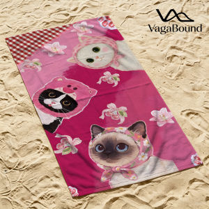 BILIBILI | Pink Headband Cats Beach Towel Sand Free Quick Dry Absorbent Thin Compact Towels for Swimming Pool Camping Beach Accessories