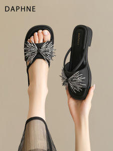 Daphne | Black Crystal Summer Slipper Sandals Anti-slip